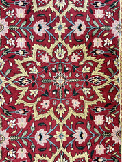 Indo Persian Runner Rug 2.6 x 10, Floral Hand Knotted Wool Hallway Rug, Red