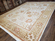 8x10 Oushak Rug, Pakistani Peshawar Wool Carpet, Beige Tan