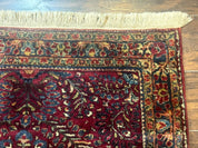 Antique Persian Sarouk Rug 3.6 x 5, Red, 1920s Persian Carpet