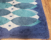 Blue Rya Rug, 1960s Mid-Century Modern Danish Shag Rug 4'6" x 6'7", Ege Rya, Abstract