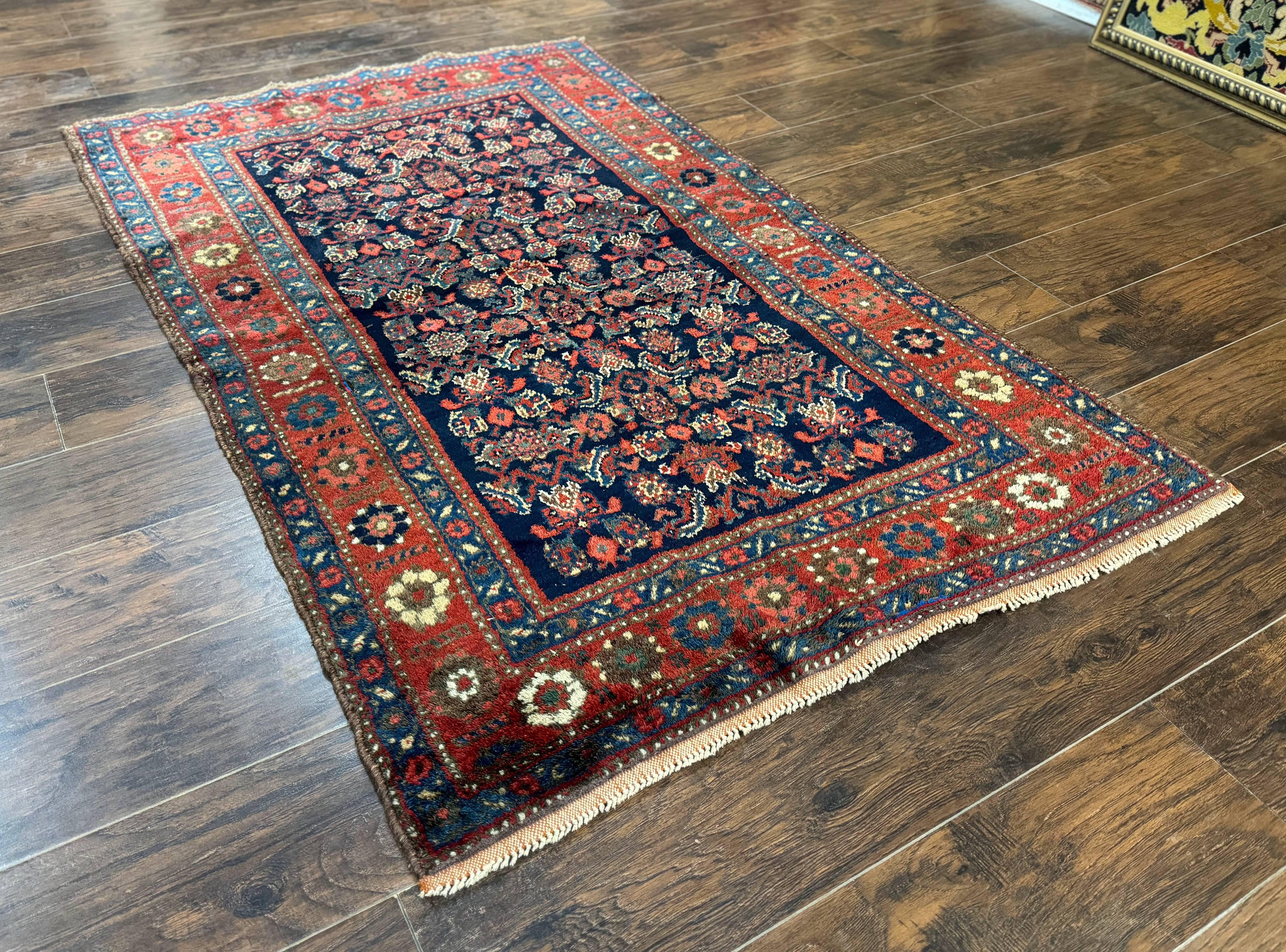 Antique Persian Tribal Rug 4x6, Kurdish Rug