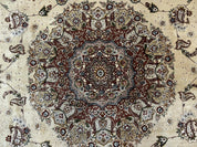 Sino Persian Rug 8x10, Wool and Silk Highlights, 290 KPSI, Floral Medallion