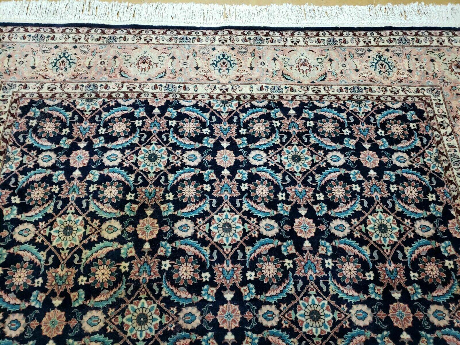 6' X 6' Gorgeous Handmade India Floral Oriental Wool Rug Square Blue Carpet Wow