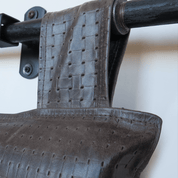 Black Leather Wall - Mount Headboard | Modern King Size Decor - BlackclassicfurnitureHUNTEDFOX - close - up of embossed leather texture and loop tab hardware