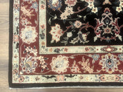 Black Sino Persian Rug 3x5, Wool with Silk Highlights, Floral, Fine 170 KPSI - Jewel RugsShopify CollectiveHUNTEDFOX - Black Sino Persian Rug 3x5, Wool with Silk Highlights, Floral, Fine 170 KPSI