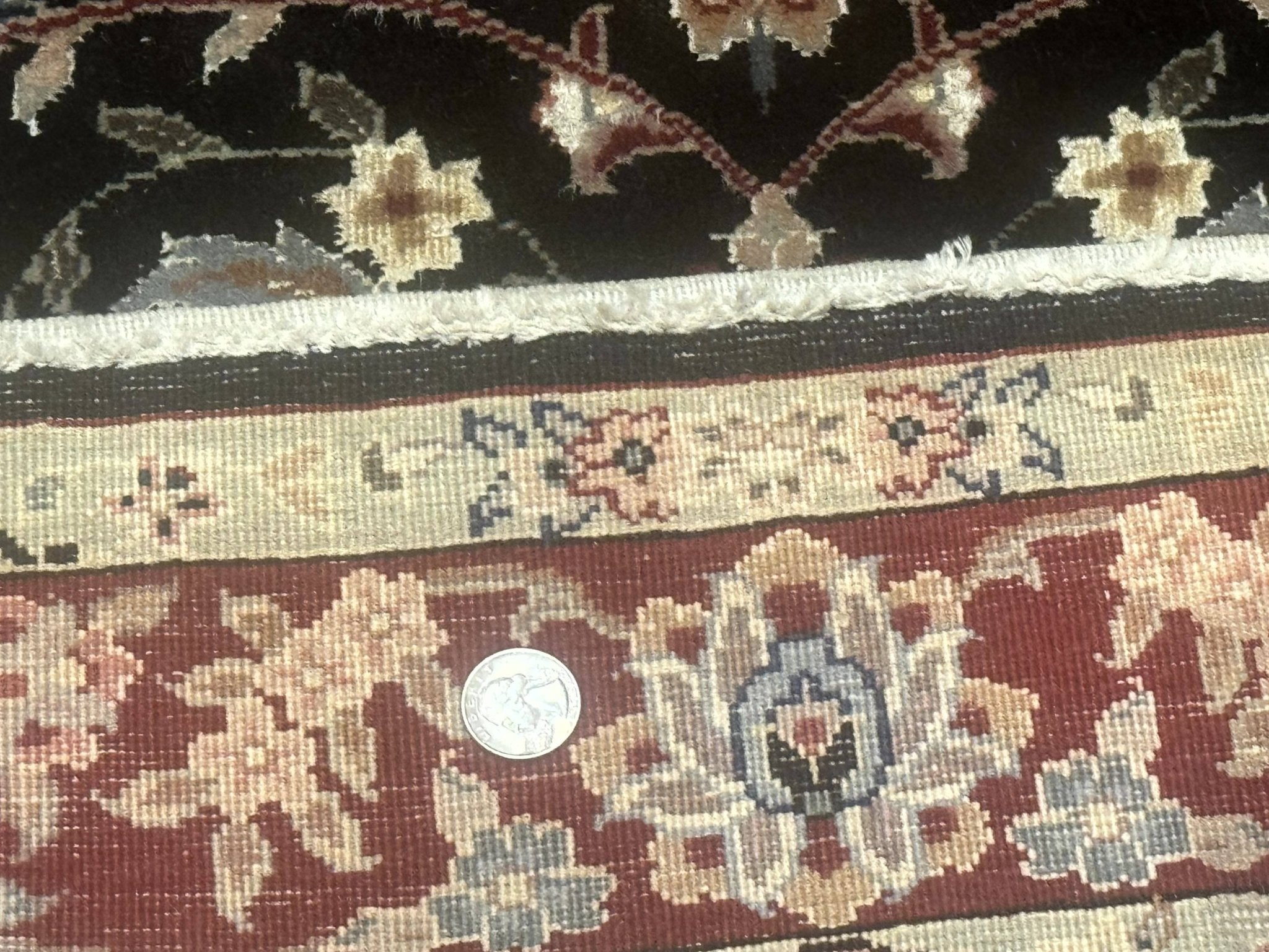 Black Sino Persian Rug 3x5, Wool with Silk Highlights, Floral, Fine 170 KPSI - Jewel RugsShopify CollectiveHUNTEDFOX - Black Sino Persian Rug 3x5, Wool with Silk Highlights, Floral, Fine 170 KPSI