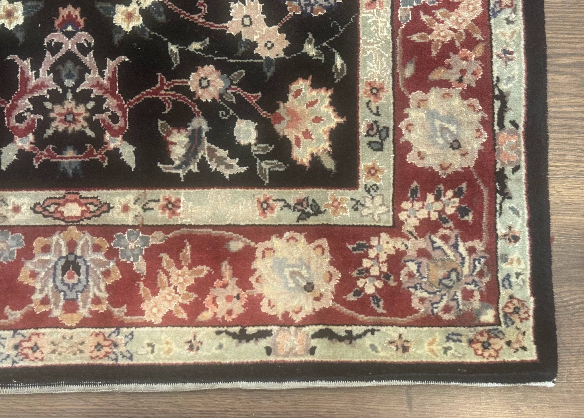 Black Sino Persian Rug 3x5, Wool with Silk Highlights, Floral, Fine 170 KPSI - Jewel RugsShopify CollectiveHUNTEDFOX - Black Sino Persian Rug 3x5, Wool with Silk Highlights, Floral, Fine 170 KPSI