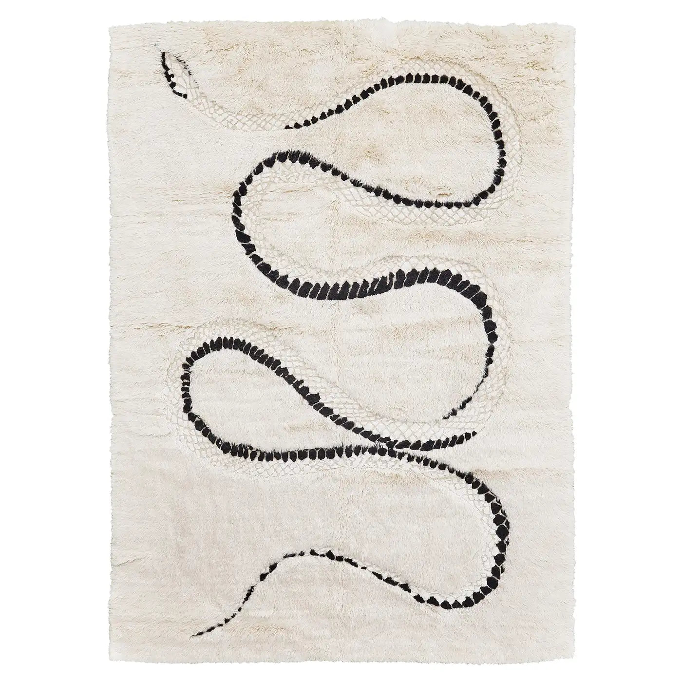 Black & White Serpentine Shag Rug - kidsPinkRugHUNTEDFOX - Black & White Serpentine Shag Rug