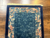 Blue Chinese Rug 2.6 x 4, Fete Rug, Peking Rug, Chinese Wool Rug, Art Deco Carpet - Jewel RugsShopify CollectiveHUNTEDFOX - Blue Chinese Rug 2.6 x 4, Fete Rug, Peking Rug, Chinese Wool Rug, Art Deco Carpet