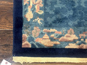 Blue Chinese Rug 2.6 x 4, Fete Rug, Peking Rug, Chinese Wool Rug, Art Deco Carpet - Jewel RugsShopify CollectiveHUNTEDFOX - Blue Chinese Rug 2.6 x 4, Fete Rug, Peking Rug, Chinese Wool Rug, Art Deco Carpet