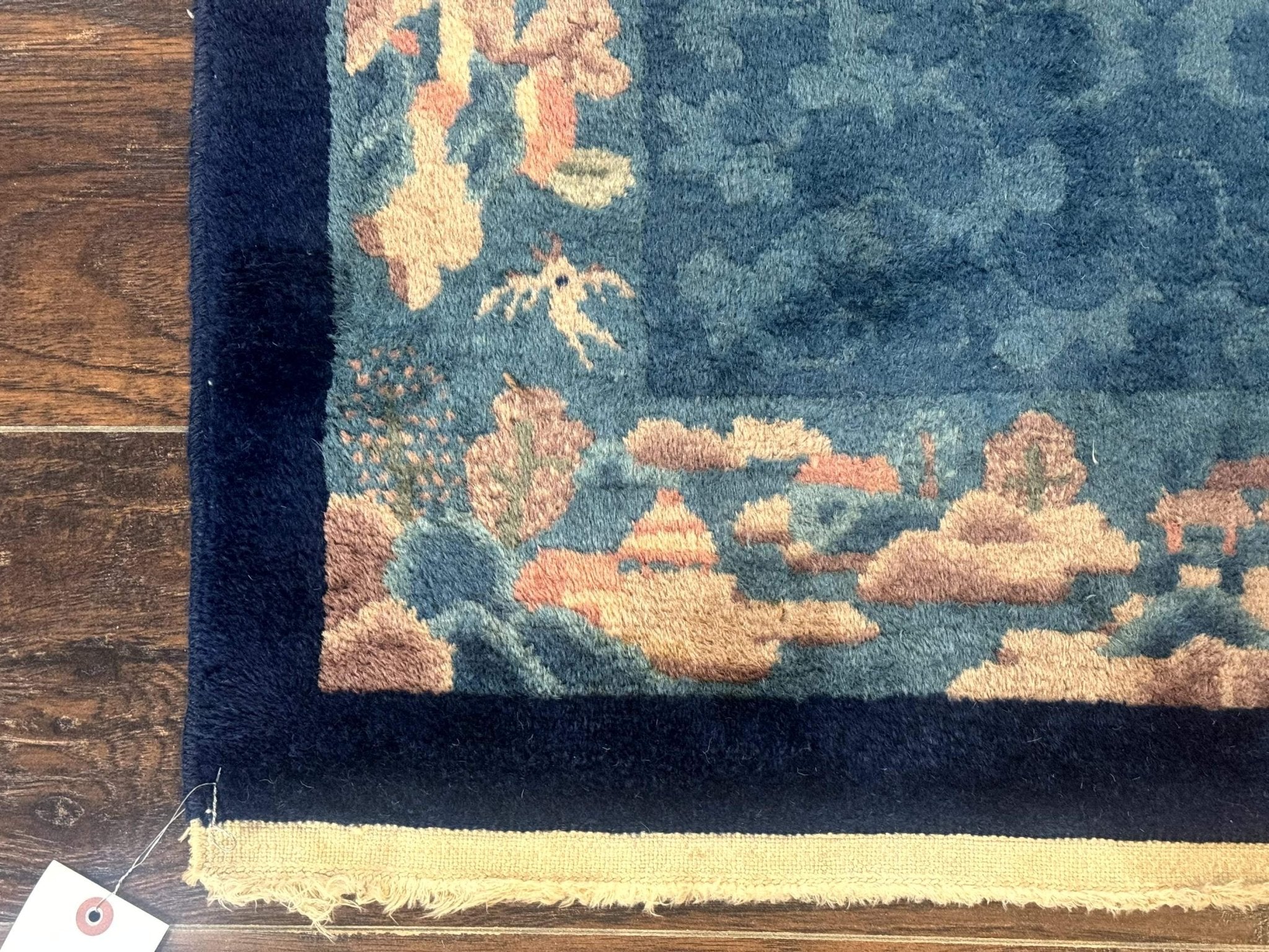 Blue Chinese Rug 2.6 x 4, Fete Rug, Peking Rug, Chinese Wool Rug, Art Deco Carpet - Jewel RugsShopify CollectiveHUNTEDFOX - Blue Chinese Rug 2.6 x 4, Fete Rug, Peking Rug, Chinese Wool Rug, Art Deco Carpet