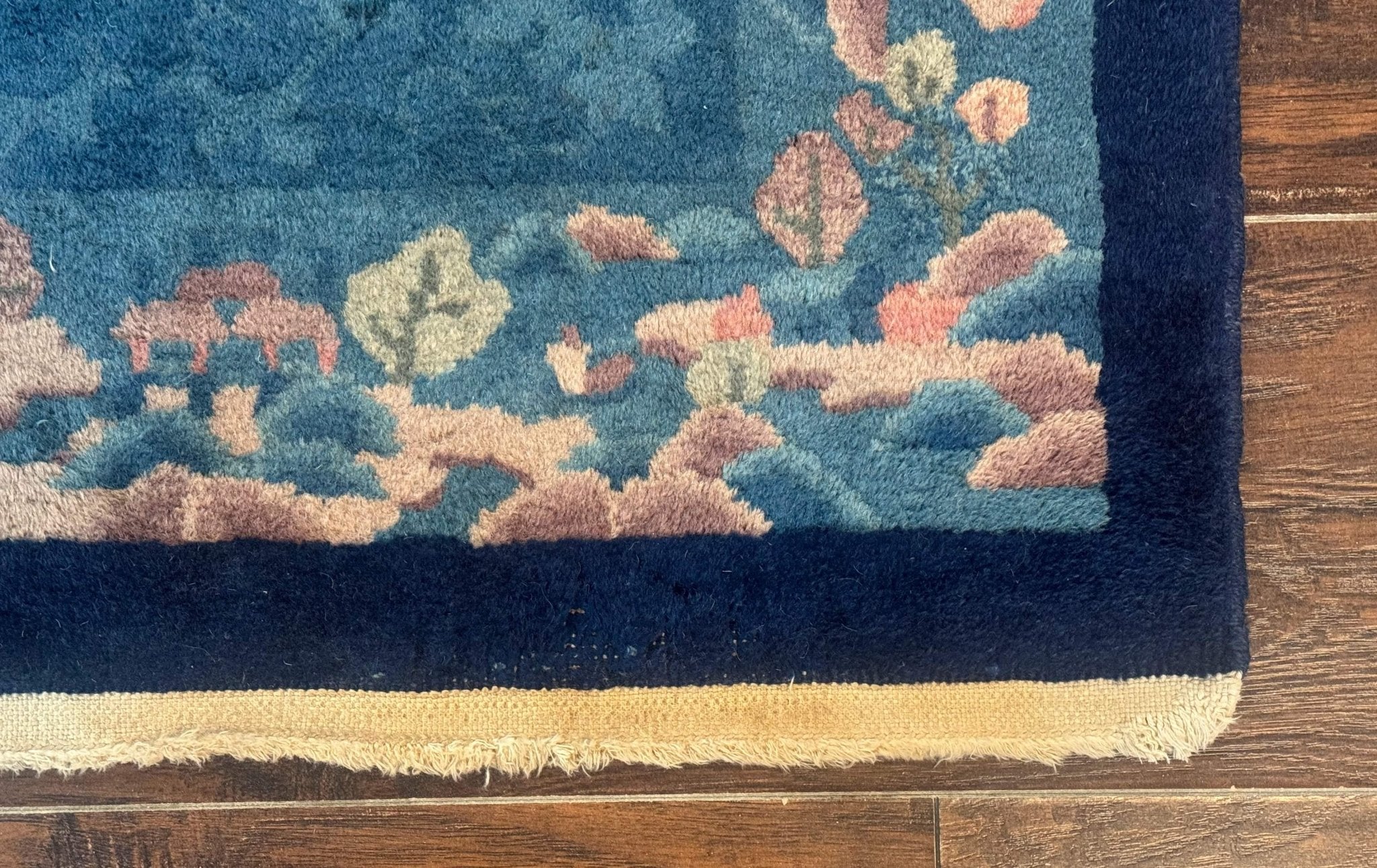 Blue Chinese Rug 2.6 x 4, Fete Rug, Peking Rug, Chinese Wool Rug, Art Deco Carpet - Jewel RugsShopify CollectiveHUNTEDFOX - Blue Chinese Rug 2.6 x 4, Fete Rug, Peking Rug, Chinese Wool Rug, Art Deco Carpet