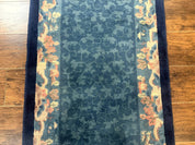 Blue Chinese Rug 2.6 x 4, Fete Rug, Peking Rug, Chinese Wool Rug, Art Deco Carpet - Jewel RugsShopify CollectiveHUNTEDFOX - Blue Chinese Rug 2.6 x 4, Fete Rug, Peking Rug, Chinese Wool Rug, Art Deco Carpet