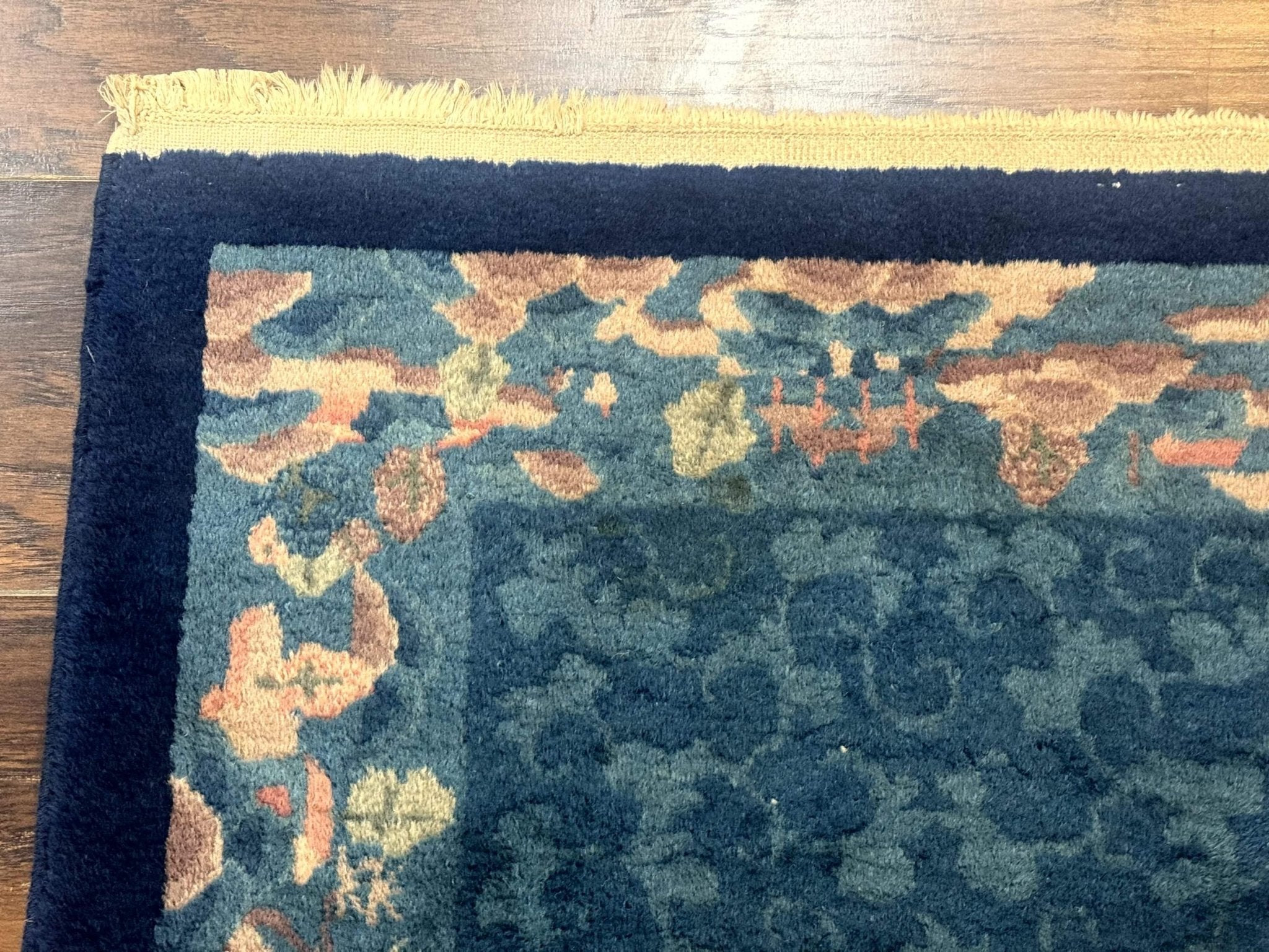 Blue Chinese Rug 2.6 x 4, Fete Rug, Peking Rug, Chinese Wool Rug, Art Deco Carpet - Jewel RugsShopify CollectiveHUNTEDFOX - Blue Chinese Rug 2.6 x 4, Fete Rug, Peking Rug, Chinese Wool Rug, Art Deco Carpet