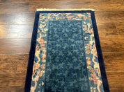 Blue Chinese Rug 2.6 x 4, Fete Rug, Peking Rug, Chinese Wool Rug, Art Deco Carpet - Jewel RugsShopify CollectiveHUNTEDFOX - Blue Chinese Rug 2.6 x 4, Fete Rug, Peking Rug, Chinese Wool Rug, Art Deco Carpet