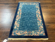 Blue Chinese Rug 2.6 x 4, Fete Rug, Peking Rug, Chinese Wool Rug, Art Deco Carpet - Jewel RugsShopify CollectiveHUNTEDFOX - Blue Chinese Rug 2.6 x 4, Fete Rug, Peking Rug, Chinese Wool Rug, Art Deco Carpet