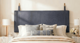Blue Headboard: King Size Wall Mount Bed Cushion with Straps