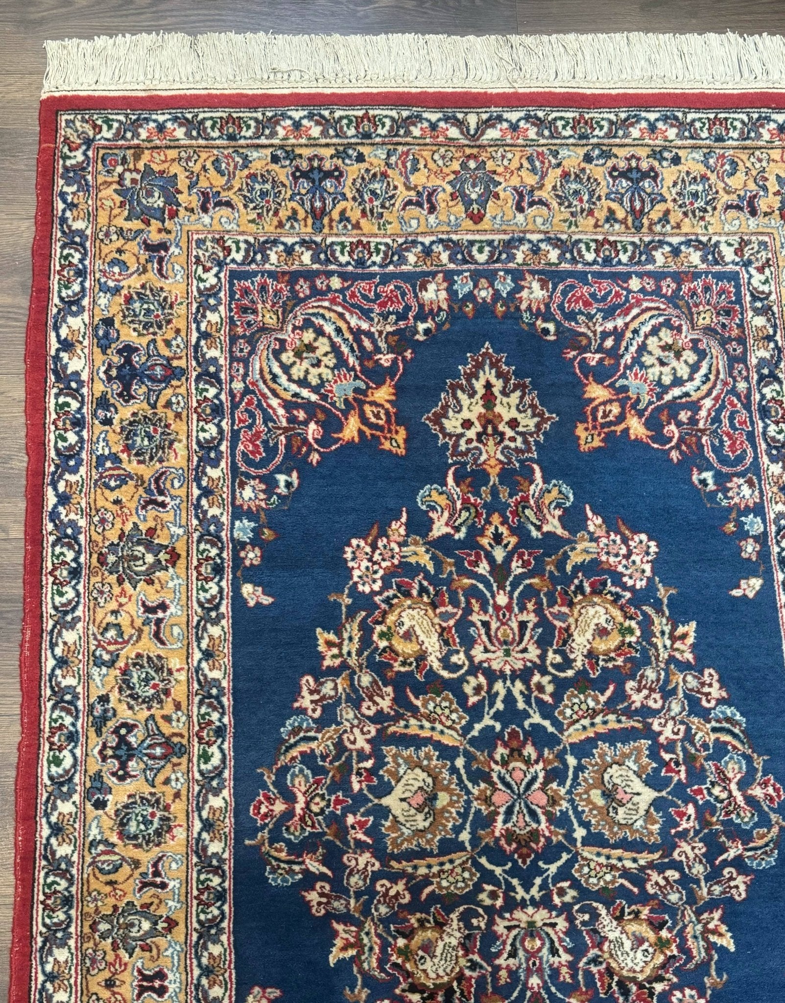 Blue Persian Qum Rug 3.6 x 5, Floral Medallion, Fine 310 KPSI - Jewel RugsShopify CollectiveHUNTEDFOX - Blue Persian Qum Rug 3.6 x 5, Floral Medallion, Fine 310 KPSI