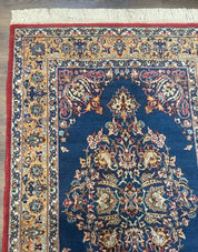 Blue Persian Qum Rug 3.6 x 5, Floral Medallion, Fine 310 KPSI - Jewel RugsShopify CollectiveHUNTEDFOX - Blue Persian Qum Rug 3.6 x 5, Floral Medallion, Fine 310 KPSI