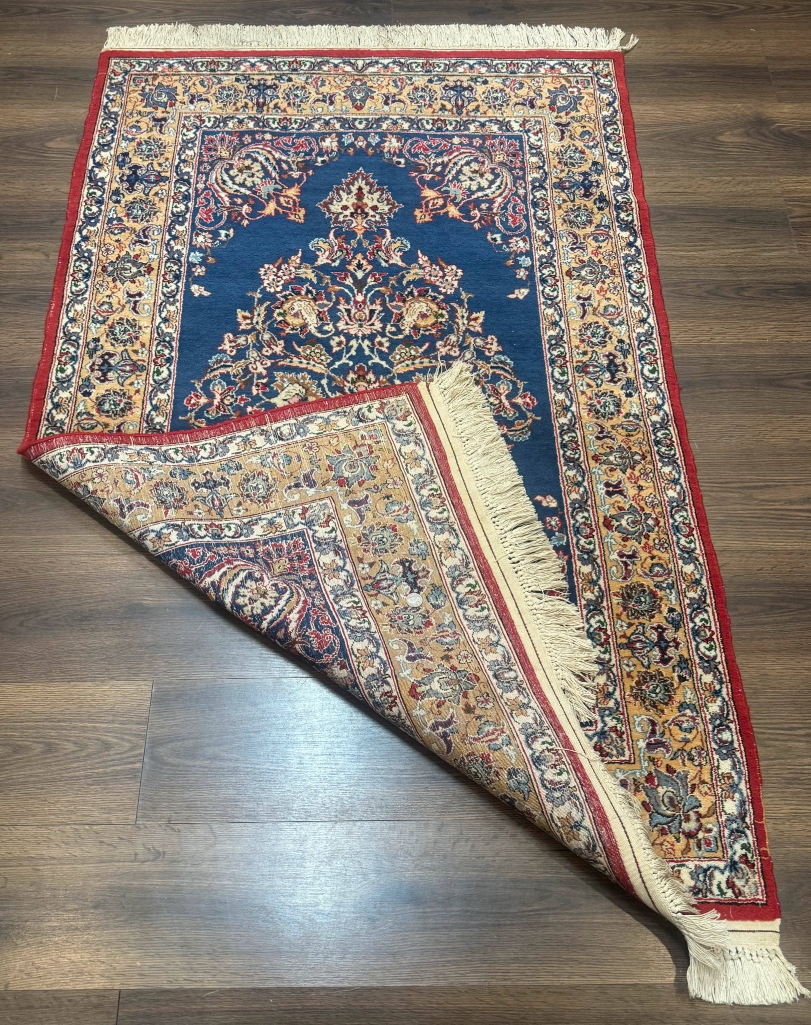 Blue Persian Qum Rug 3.6 x 5, Floral Medallion, Fine 310 KPSI - Jewel RugsShopify CollectiveHUNTEDFOX - Blue Persian Qum Rug 3.6 x 5, Floral Medallion, Fine 310 KPSI