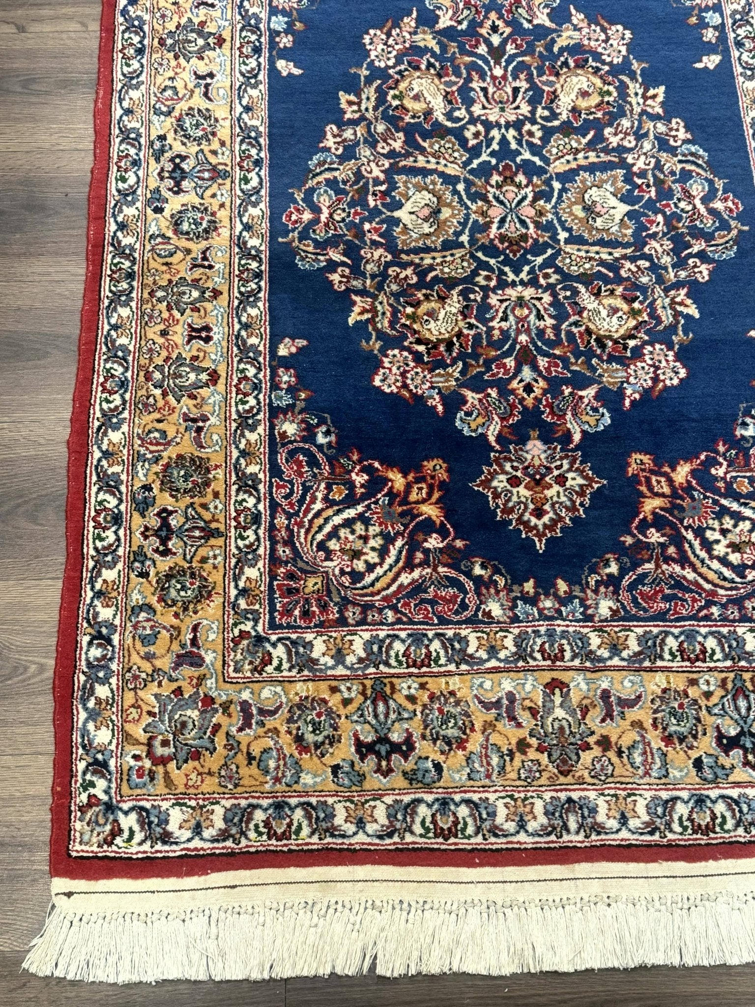 Blue Persian Qum Rug 3.6 x 5, Floral Medallion, Fine 310 KPSI - Jewel RugsShopify CollectiveHUNTEDFOX - Blue Persian Qum Rug 3.6 x 5, Floral Medallion, Fine 310 KPSI