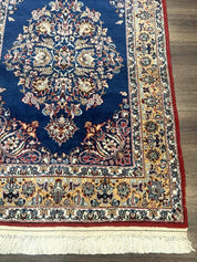 Blue Persian Qum Rug 3.6 x 5, Floral Medallion, Fine 310 KPSI - Jewel RugsShopify CollectiveHUNTEDFOX - Blue Persian Qum Rug 3.6 x 5, Floral Medallion, Fine 310 KPSI