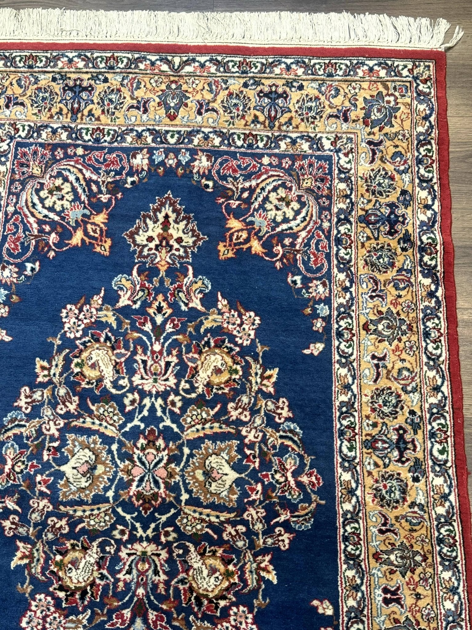 Blue Persian Qum Rug 3.6 x 5, Floral Medallion, Fine 310 KPSI - Jewel RugsShopify CollectiveHUNTEDFOX - Blue Persian Qum Rug 3.6 x 5, Floral Medallion, Fine 310 KPSI