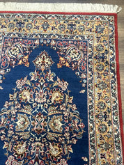Blue Persian Qum Rug 3.6 x 5, Floral Medallion, Fine 310 KPSI - Jewel RugsShopify CollectiveHUNTEDFOX - Blue Persian Qum Rug 3.6 x 5, Floral Medallion, Fine 310 KPSI