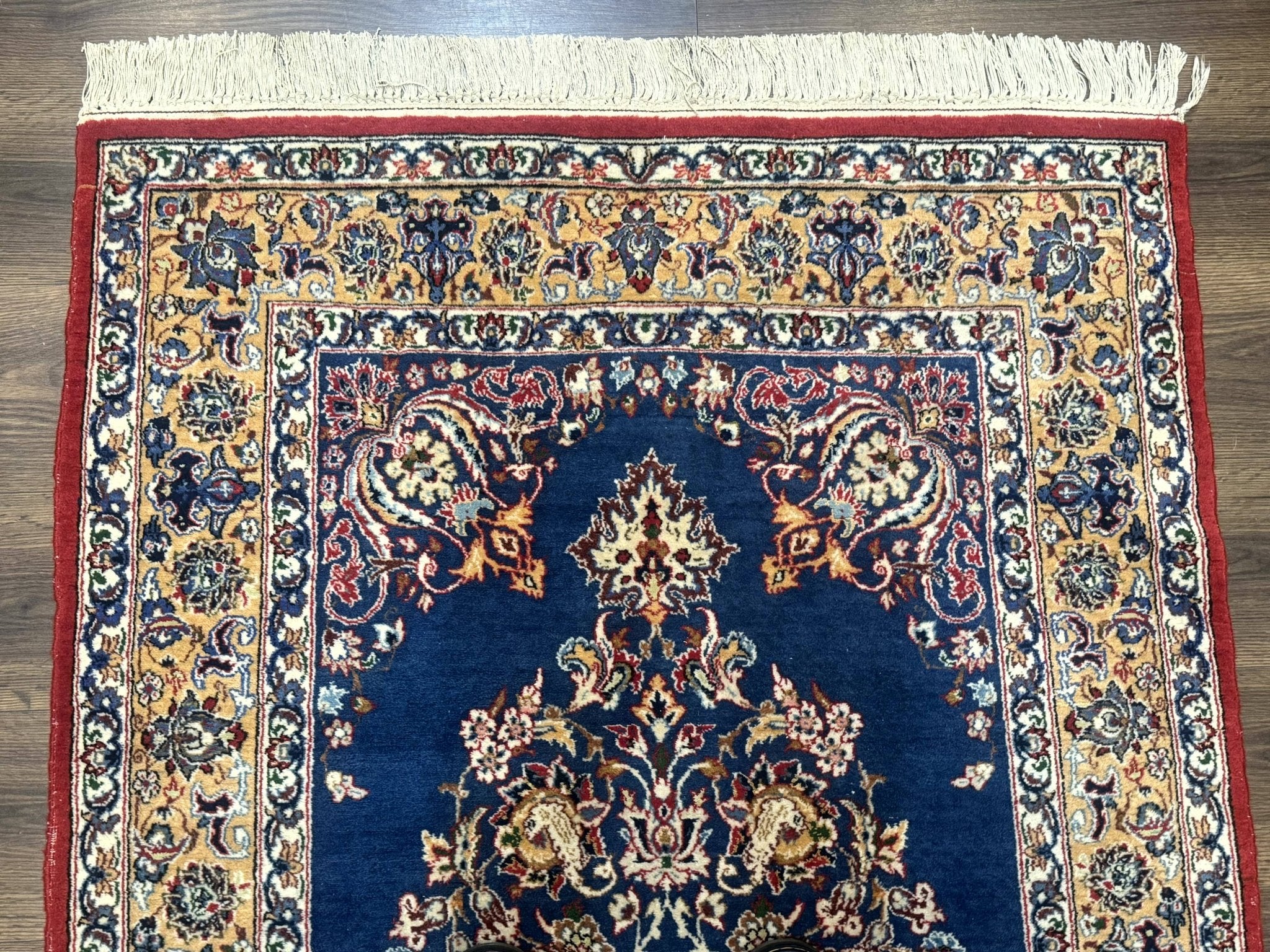 Blue Persian Qum Rug 3.6 x 5, Floral Medallion, Fine 310 KPSI - Jewel RugsShopify CollectiveHUNTEDFOX - Blue Persian Qum Rug 3.6 x 5, Floral Medallion, Fine 310 KPSI
