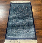 Blue Turkish Silk Hereke Rug 2.6 x 4, Mamluk Red, Blue, Bamboo Silk - Jewel RugsShopify CollectiveHUNTEDFOX - Blue Turkish Silk Hereke Rug 2.6 x 4, Mamluk Red, Blue, Bamboo Silk