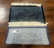 Blue Turkish Silk Hereke Rug 2.6 x 4, Mamluk Red, Blue, Bamboo Silk - Jewel RugsShopify CollectiveHUNTEDFOX - Blue Turkish Silk Hereke Rug 2.6 x 4, Mamluk Red, Blue, Bamboo Silk