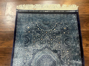 Blue Turkish Silk Hereke Rug 2.6 x 4, Mamluk Red, Blue, Bamboo Silk - Jewel RugsShopify CollectiveHUNTEDFOX - Blue Turkish Silk Hereke Rug 2.6 x 4, Mamluk Red, Blue, Bamboo Silk