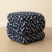 Bold C - Shaped Black & White Ottoman – Graphic Modern Pouf - Black & WhitefurnitureH|F AtelierHUNTEDFOX - Bold C - Shaped Black & White Ottoman – Graphic Modern Pouf