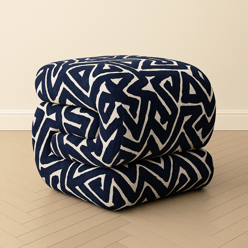 Bold C - Shaped Black & White Ottoman – Graphic Modern Pouf - Black & WhitefurnitureH|F AtelierHUNTEDFOX - Bold C - Shaped Black & White Ottoman – Graphic Modern Pouf
