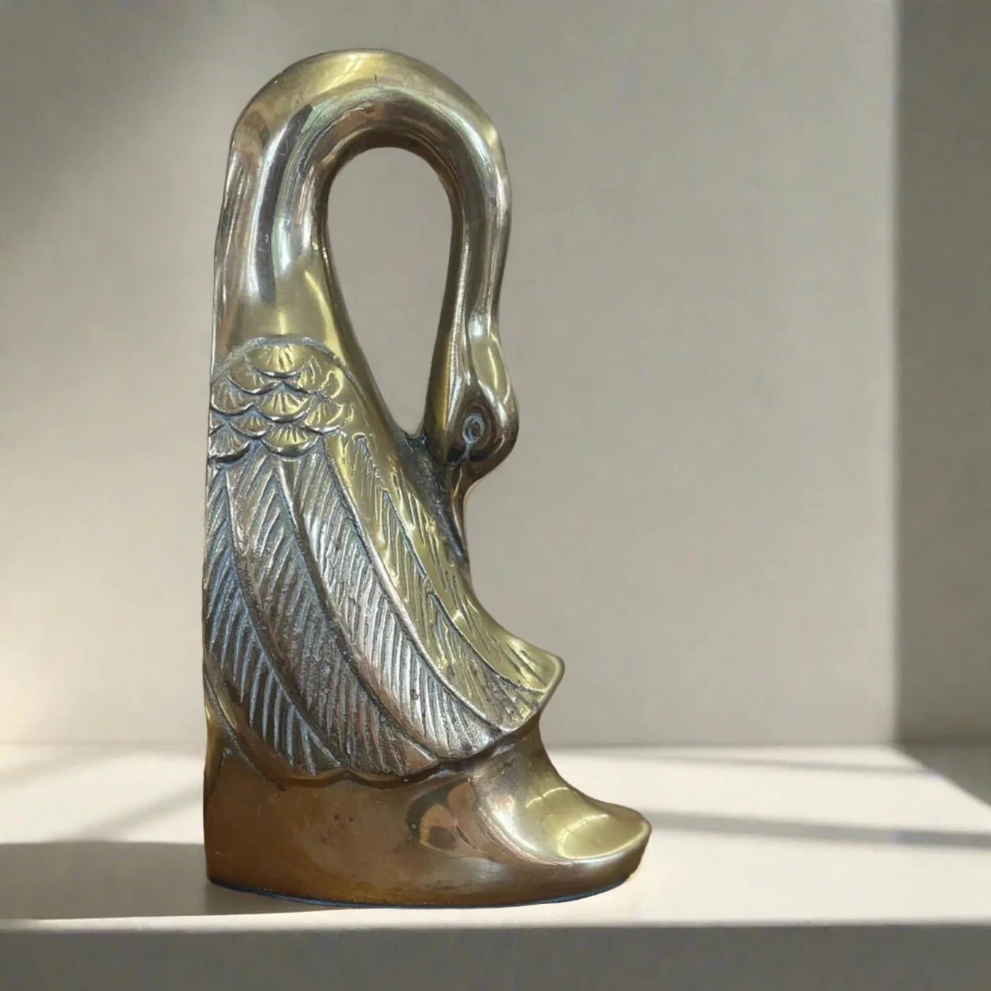 Brass Swan Bookends - Elegant Home Decor Accent - ACCENTbrassDECORHUNTEDFOX - Brass Swan Bookends - Elegant Home Decor Accent