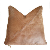 Brown Genuine Leather Pillow with Triangle Stitch Pattern - LEATHERLeather PillowpillowHUNTEDFOX - Brown Genuine Leather Pillow with Triangle Stitch Pattern