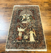Stunning Sino Persian Pictorial Rug 2.7 x 4, Garden of Eden Adam & Eve Tree of Life Design, Extremely Fine 580 KPSI, Masterpiece