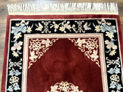 Chinese Wool Rug 4x6, Maroon and Black, Butterflies, Chinese Oriental Carpet, 90 Line Rug