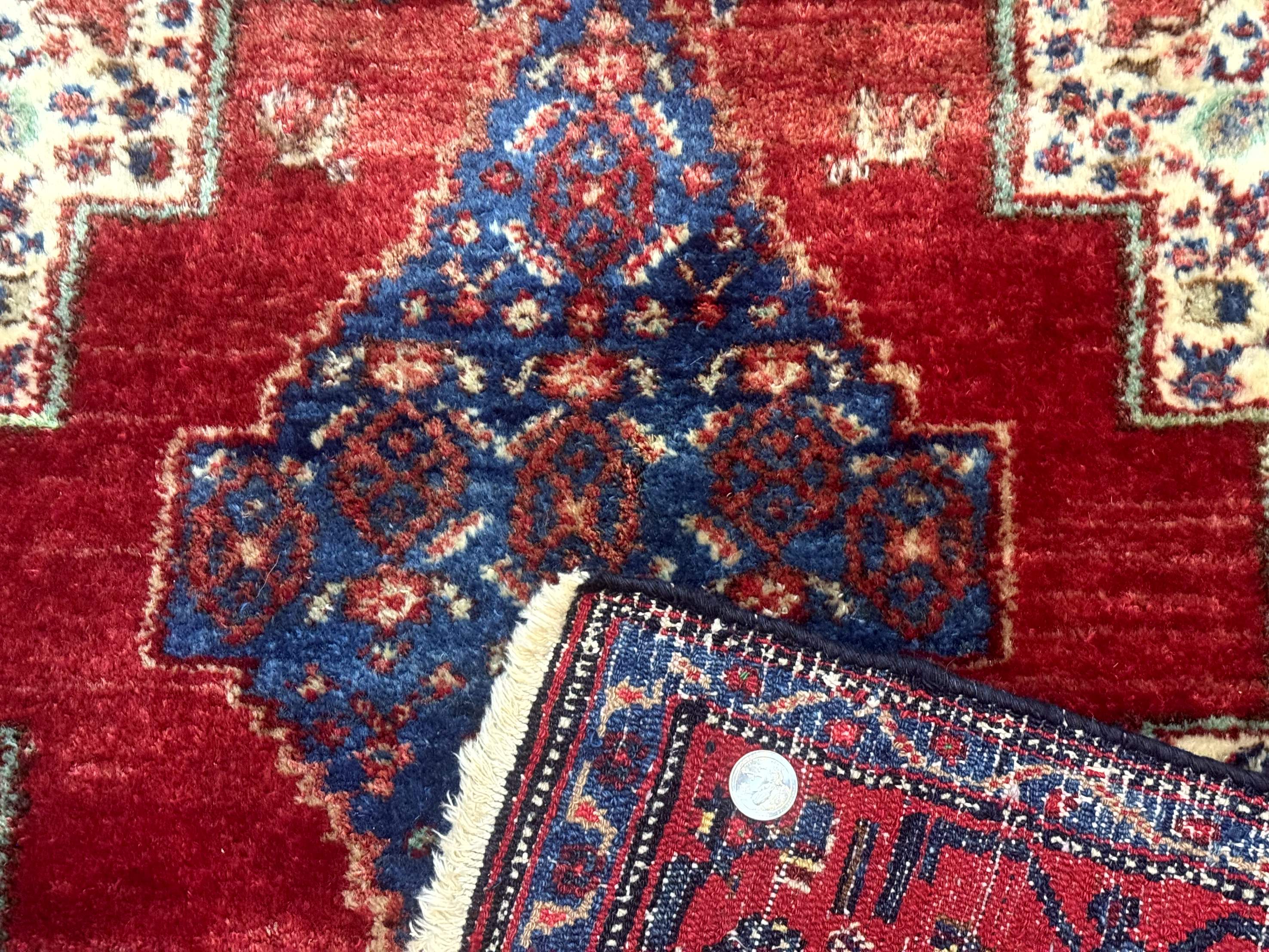 Antique Persian Kurdish Senneh Rug 4x5 Tribal Carpet Wool Geometric Medallion