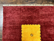 Modern Indo Persian Gabbeh Rug 7x10, Red, Tribal Area Rug