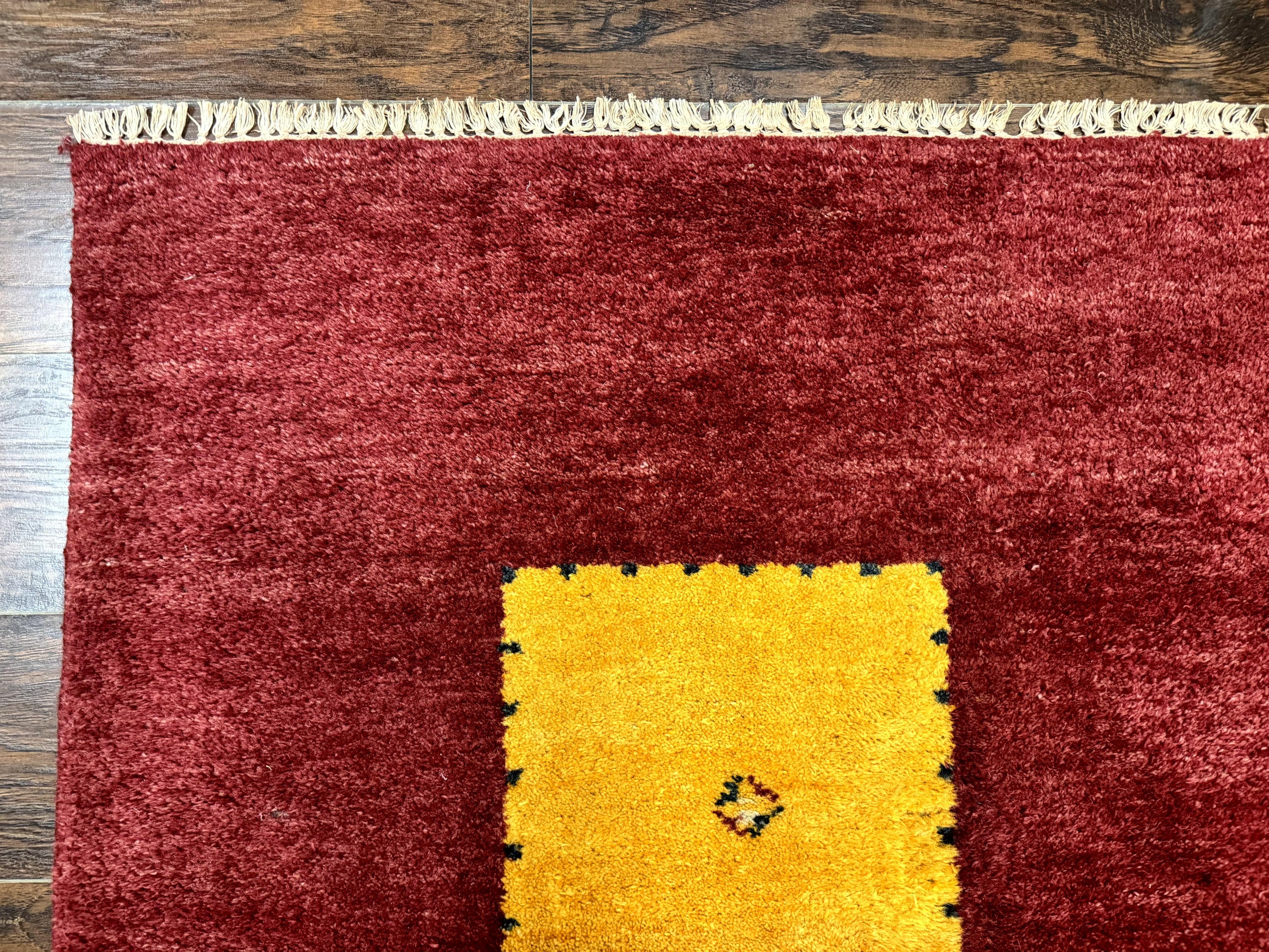 Modern Indo Persian Gabbeh Rug 7x10, Red, Tribal Area Rug