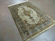 3' X 5' Fine Handmade Chinese Silk Rug Deer Birds Hand Knotted One Of A Kind