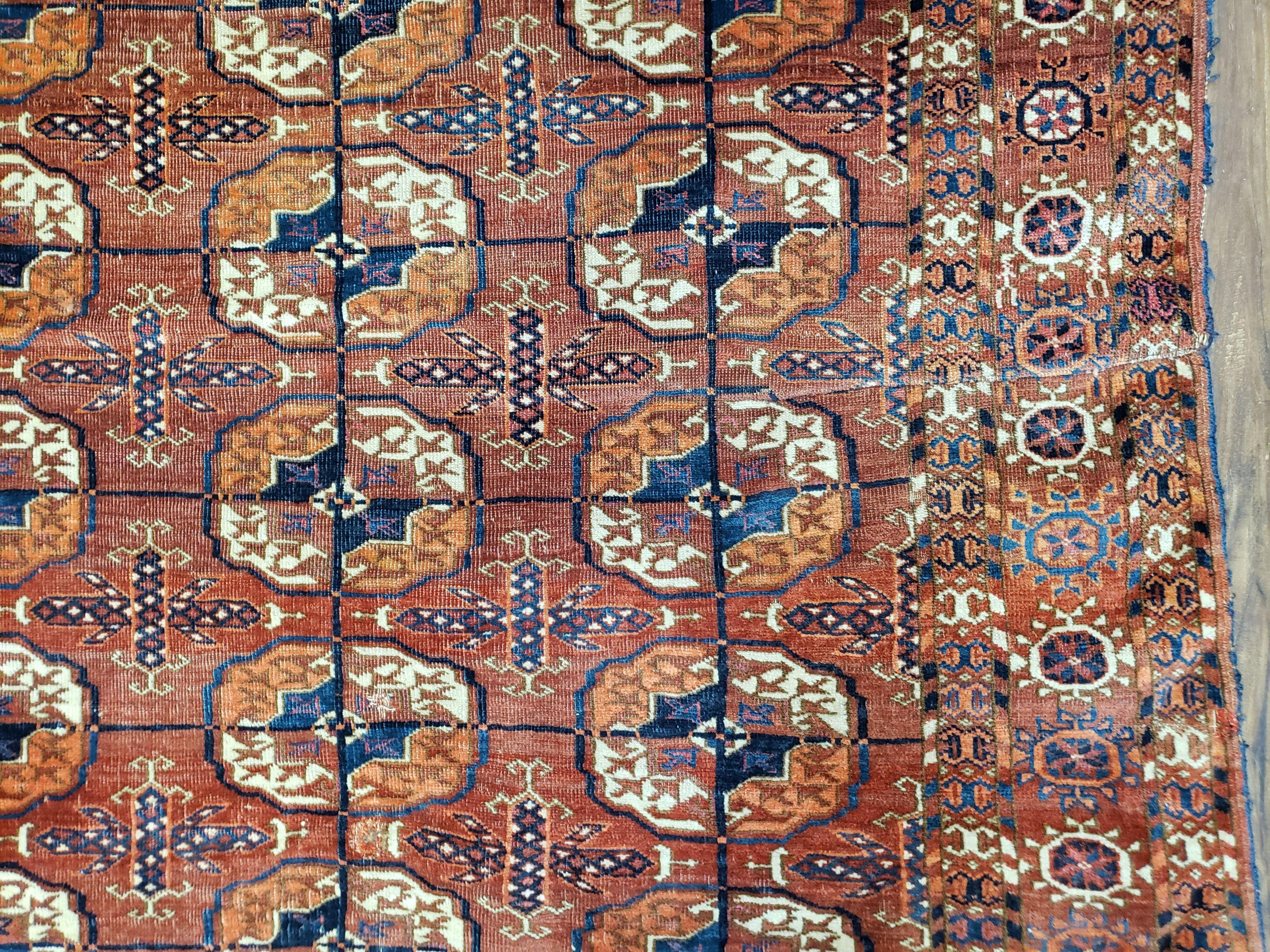 4x7 Antique Yamud Rug Russian Rug Turkoman Rug Fine Weave Rug