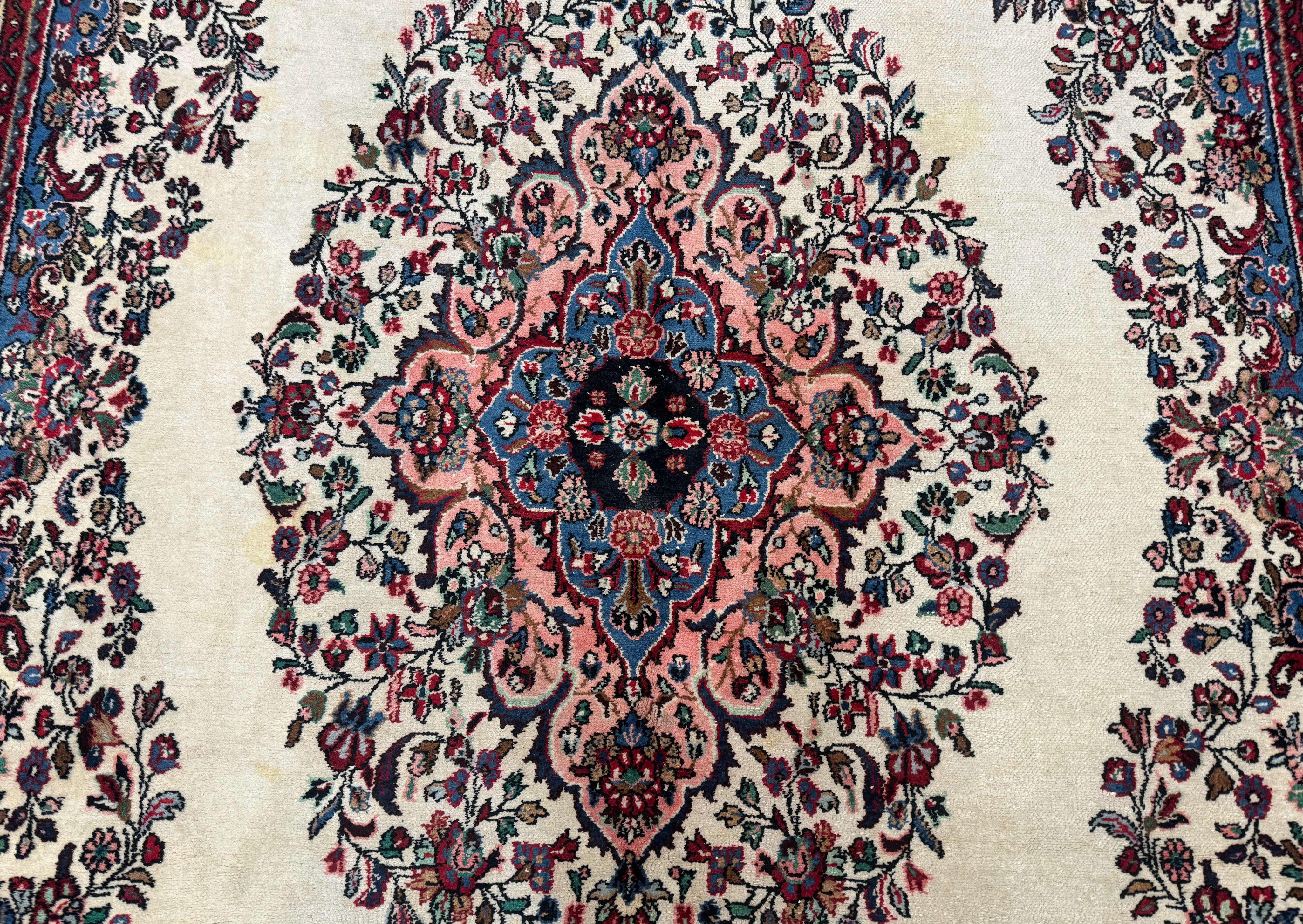 Palace Size Persian Rug 10 x 21 ft, Antique Hamadan Bibikabad Carpet, Handmade Antique Wool Oversized Rug, Ivory, Semi Open Field
