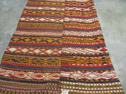 6' X 10' Antique 1930 Turkish Jajim Kilim Handmade Flat Weave Wool Rug Veg Dye