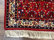 Indo Persian Sarouk Runner Rug 3 x 12, Red and Cream, Allover Pattern, 12ft Runner, Hand Knotted
