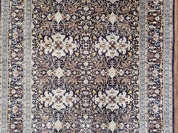 Persian Kashan Rug, Navy Blue, Hand-Knotted, Wool, 4' 8" x 7' 4", Pair A