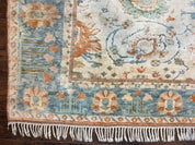 Turkish Oushak Rug 9x10, Farmhouse Rug, Beige & Light Blue