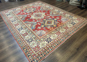 Turkish Kazak Rug 7.6 x 9.5, Geometric Medallions, Caucasian Pattern