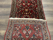 Small Persian Sarouk Rug 2x4 ft, Allover Floral Pattern, Red Black Cream, Hand Knotted Wool Traditional Oriental Carpet, Antique Persian Rug 2 x 4